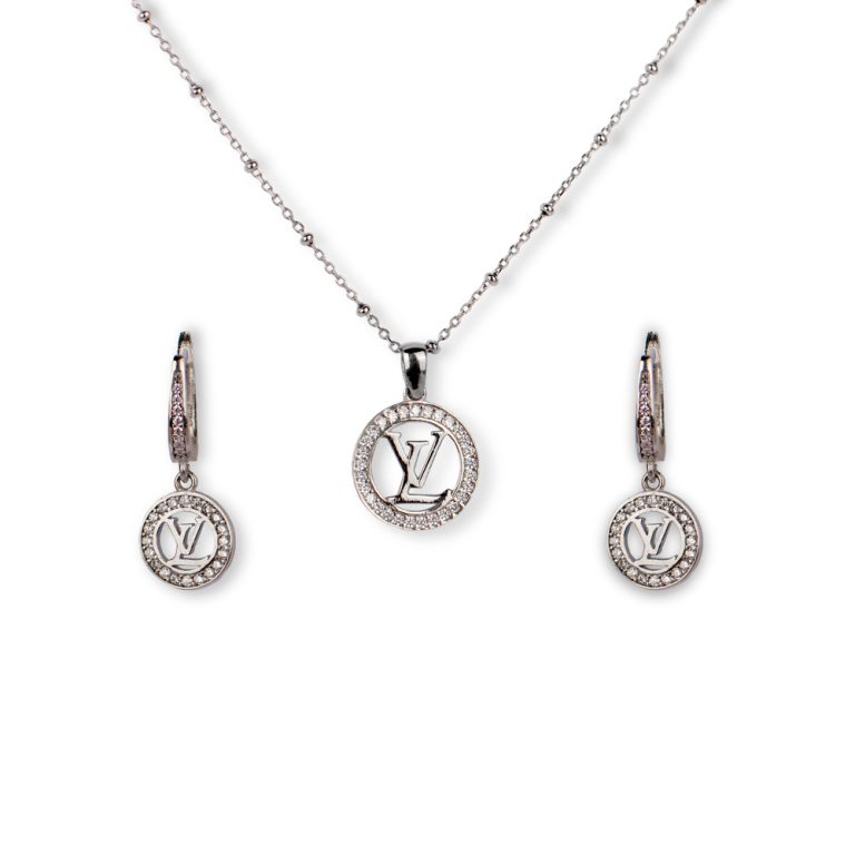 نیم ست نقره ای مدل louis vuitton