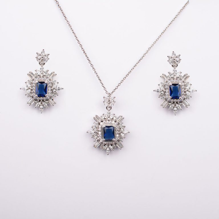 نیم ست جواهری نقره مدل دیبا