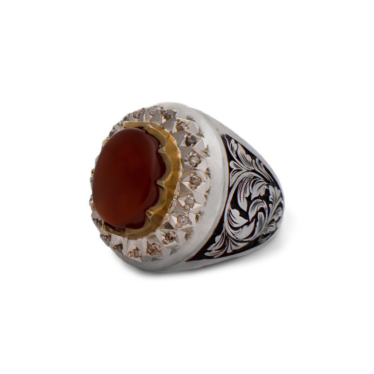 انگشتر مردانه عقیق یمنی کار دست