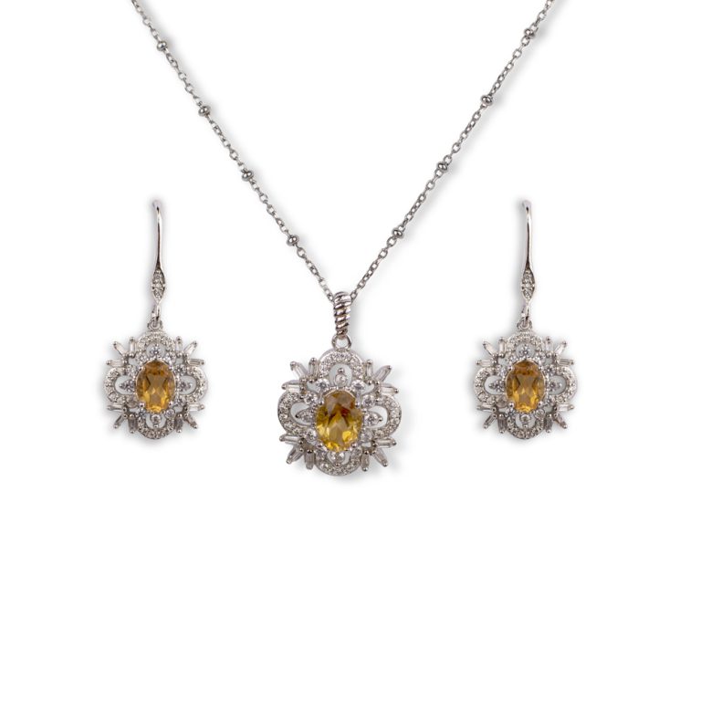 نیم ست نقره ای مدل زیبالو