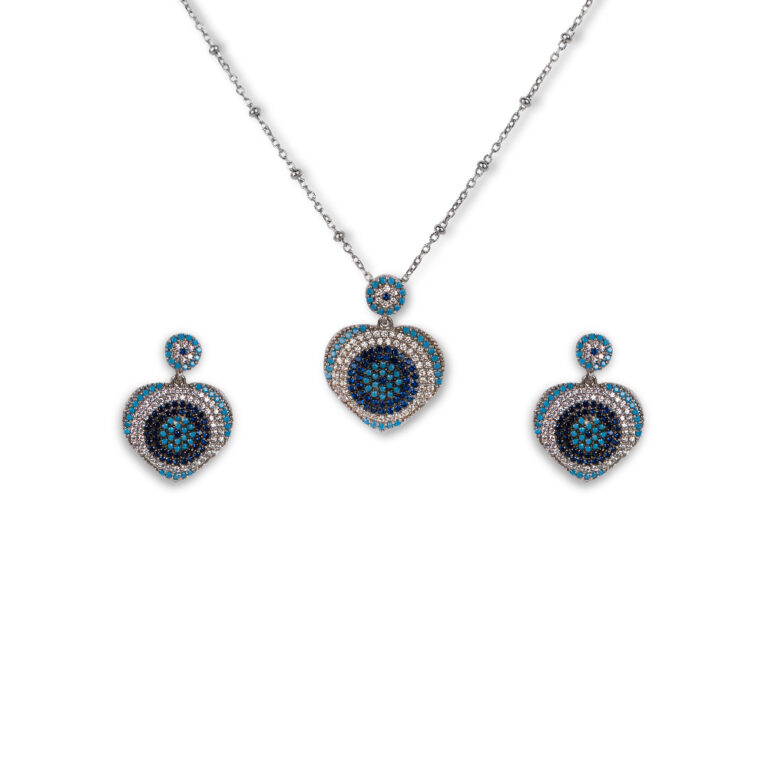 نیم ست جواهری نقره مدل بلو لاو