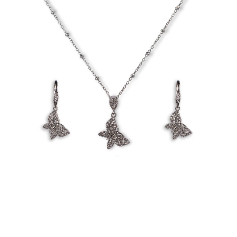 نیم ست زنانه نقره مدل باترفلای