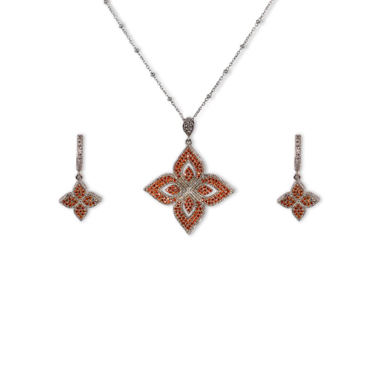 نیم ست جواهری زنانه نقره مدل نیکالا