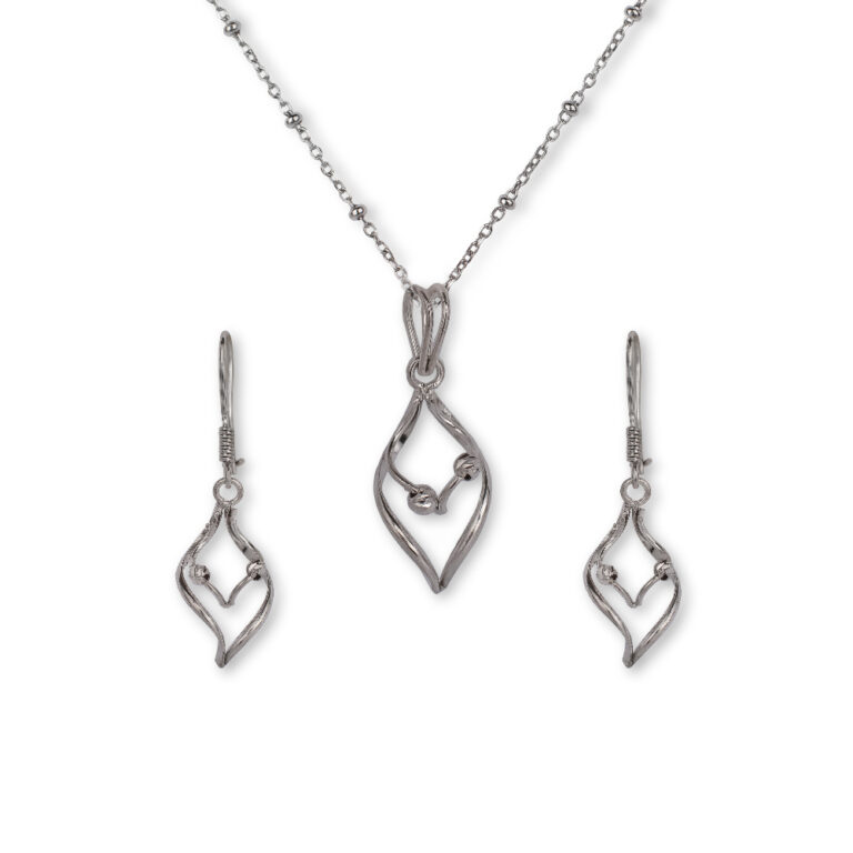 نیم ست زنانه نقره مدل گوی آلبرنادو