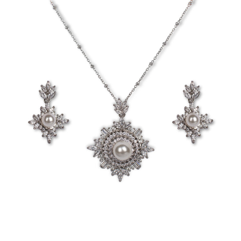 نیم ست جواهری نقره مدل سارا