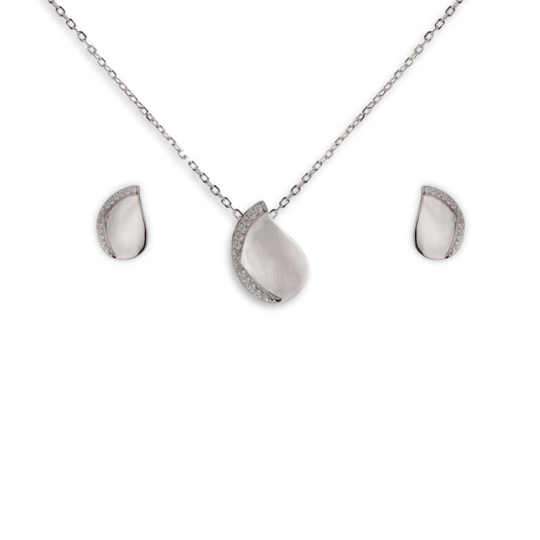 نیم ست مینیمال نقره مدل اِنحنا