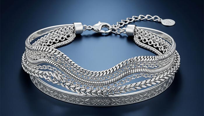 دستبند نقره چندلایه