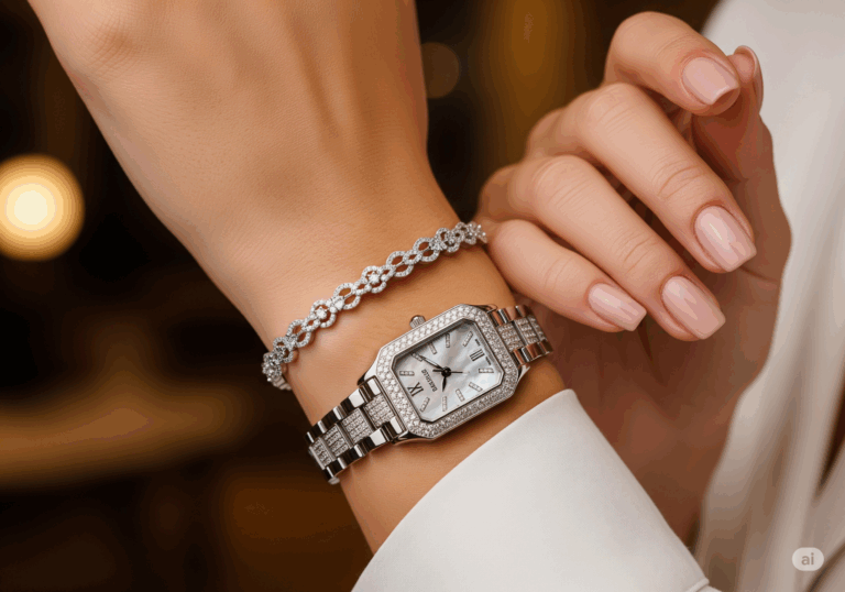 چطور دستبند نقره را کنار ساعت ست کنیم