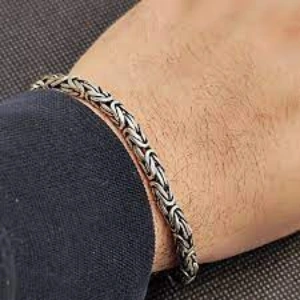 دستبند نقره سیاه قلم مردانه