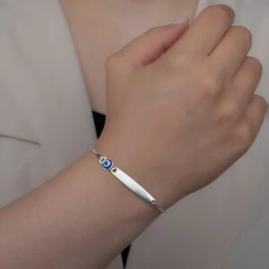 دستبند نقره پلاک دار