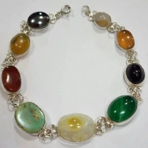 دستبند نقره با سنگ های قیمتی