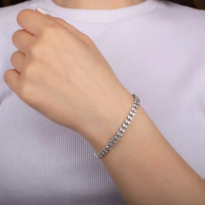 دستبند نقره مدل حصیری