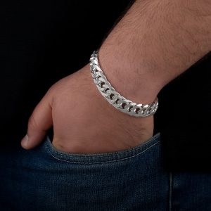 دستبند دوبل مردانه نقره مدل تراش